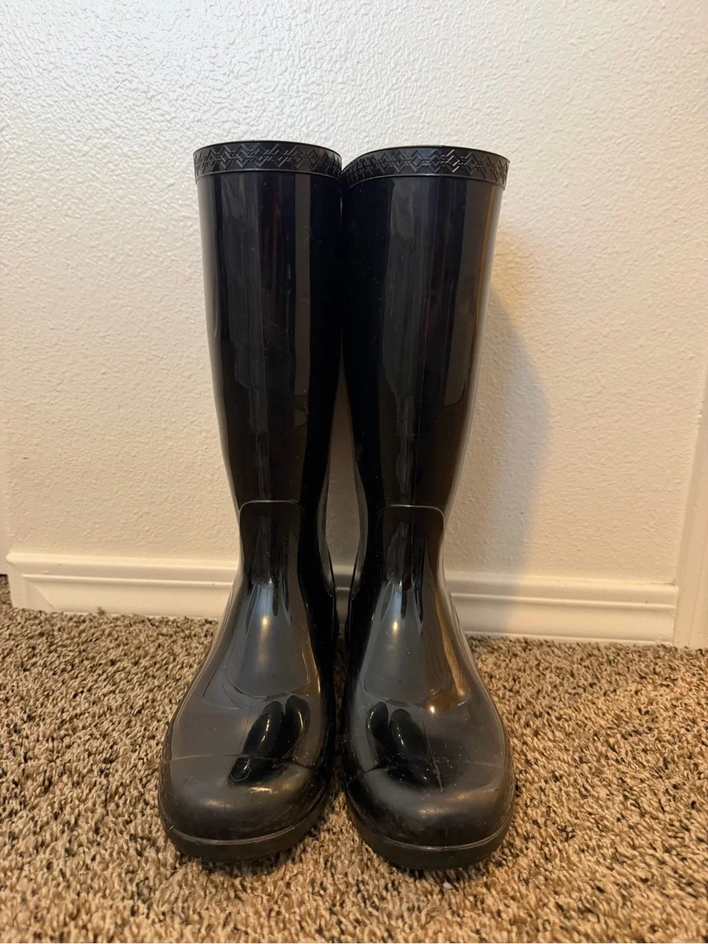 UGG Glossy Black Women's Tall Rain Boots - Picture 1 of 4